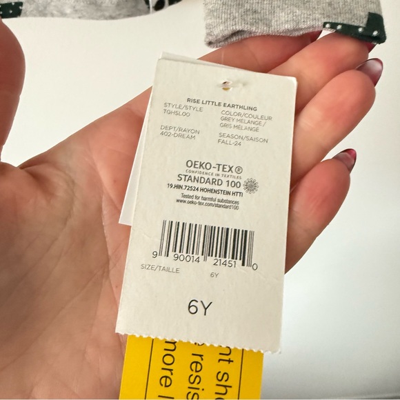 Rise Little Earthling Gray Pajama Set with Tree Pattern Christmas 6 Years - Picture 5 of 6